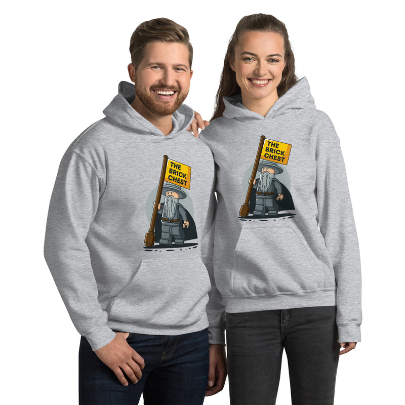 The Brick Chest Minifigure Gandalf Wizard the Gray with Flag Unisex Hoodie