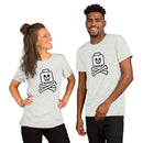 Totenkopf Minifigur Kopf gekreuzte Knochen unten Unisex T-Shirt