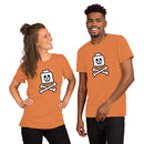 Totenkopf Minifigur Kopf gekreuzte Knochen unten Unisex T-Shirt