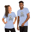 Totenkopf Minifigur Kopf gekreuzte Knochen unten Unisex T-Shirt
