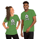 Totenkopf Minifigur Kopf gekreuzte Knochen unten Unisex T-Shirt