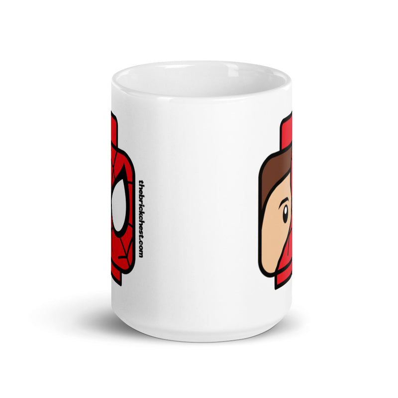 Spidey Brick Head White glossy mug