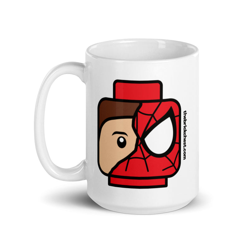 Spidey Brick Head White glossy mug