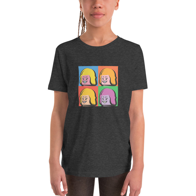 Warhol Art Style Woman Minifigure Youth Short Sleeve T-Shirt