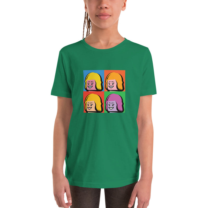 Warhol Art Style Woman Minifigure Youth Short Sleeve T-Shirt