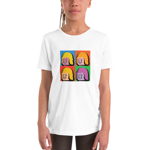Warhol Art Style Woman Minifigure Youth Short Sleeve T-Shirt